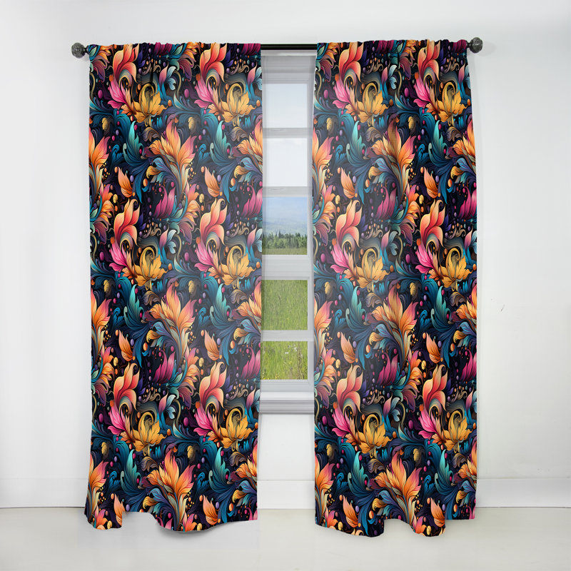 Celestial Whispers Paisley Motif II - Rideau floral - Rideau floral obscurcissant - 1 panneau, L 52 po x L 108 po