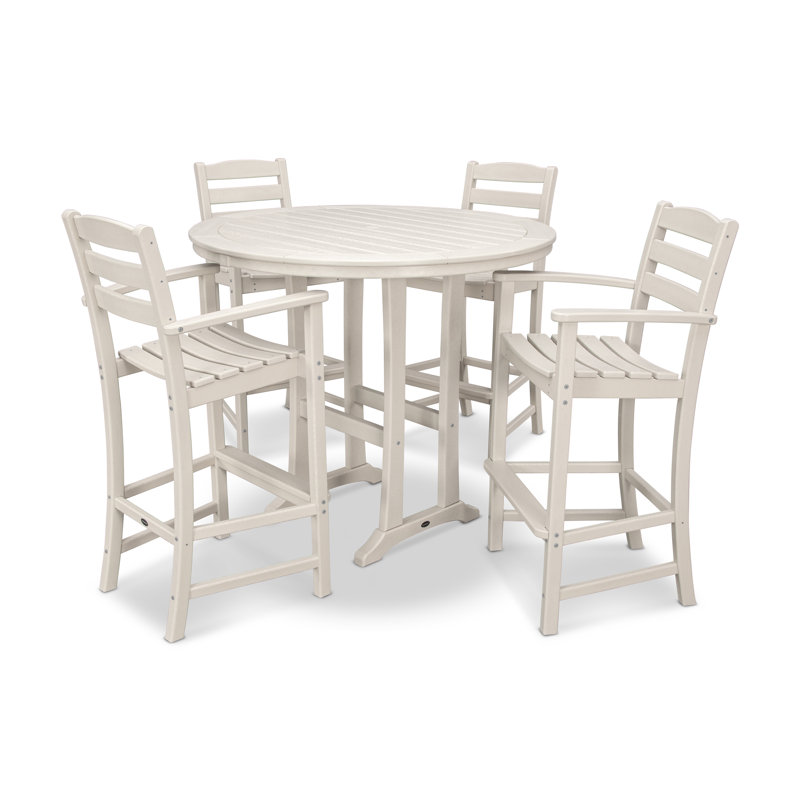 POLYWOOD La Casa Café 5-Piece Bar Dining Set, Sand