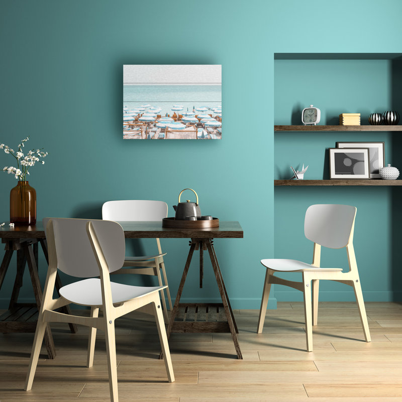 Grace Digital Art Blue Riviera Beach Wood Slat Art, H 12 po x l 16 po