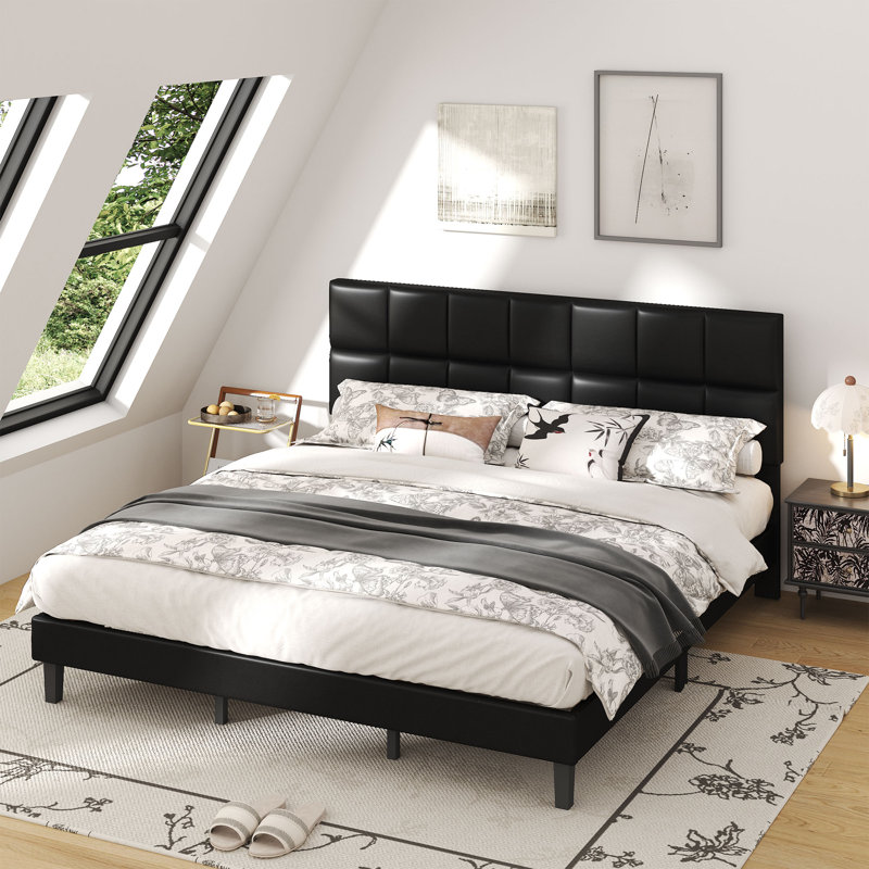 Leather Platform Bed, King