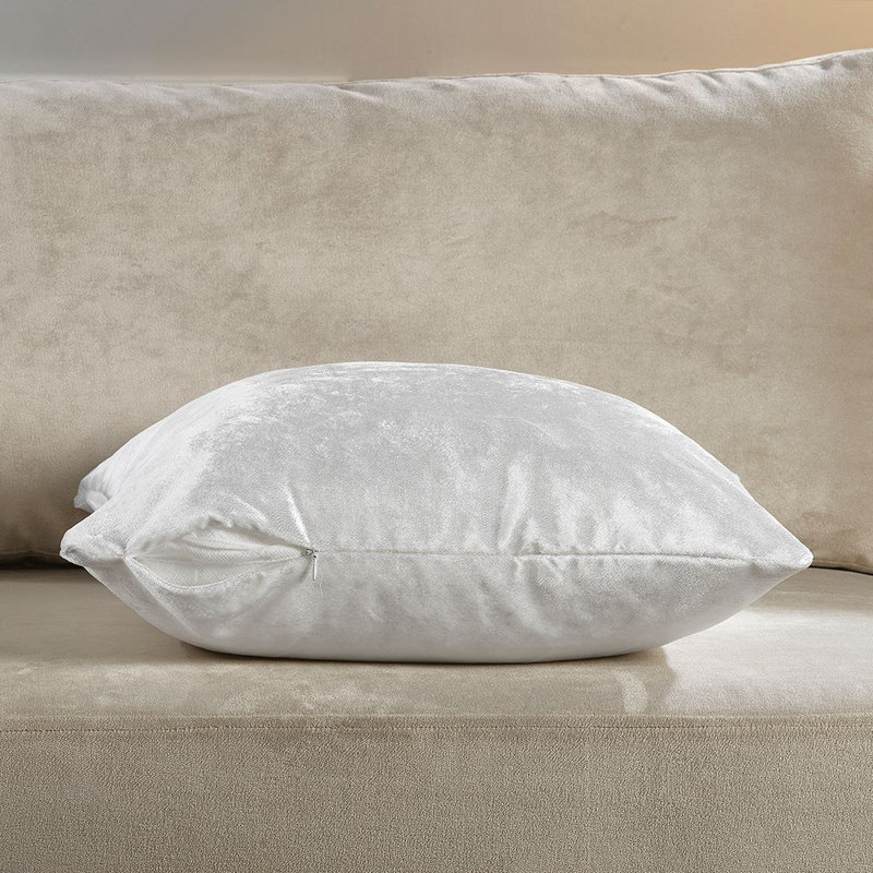 Housse de coussin en velours brillant, Blanc, Carré de 22 po