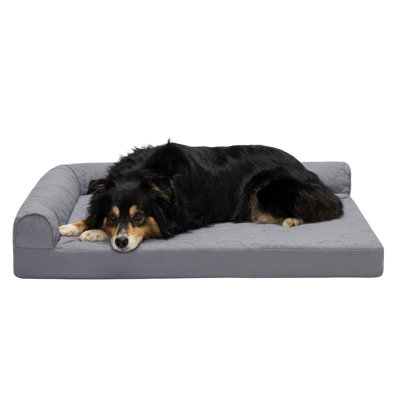 Paw-Quilted Deluxe L-Chaise Bolster Cooling Gel Memory Foam Dog Bed 