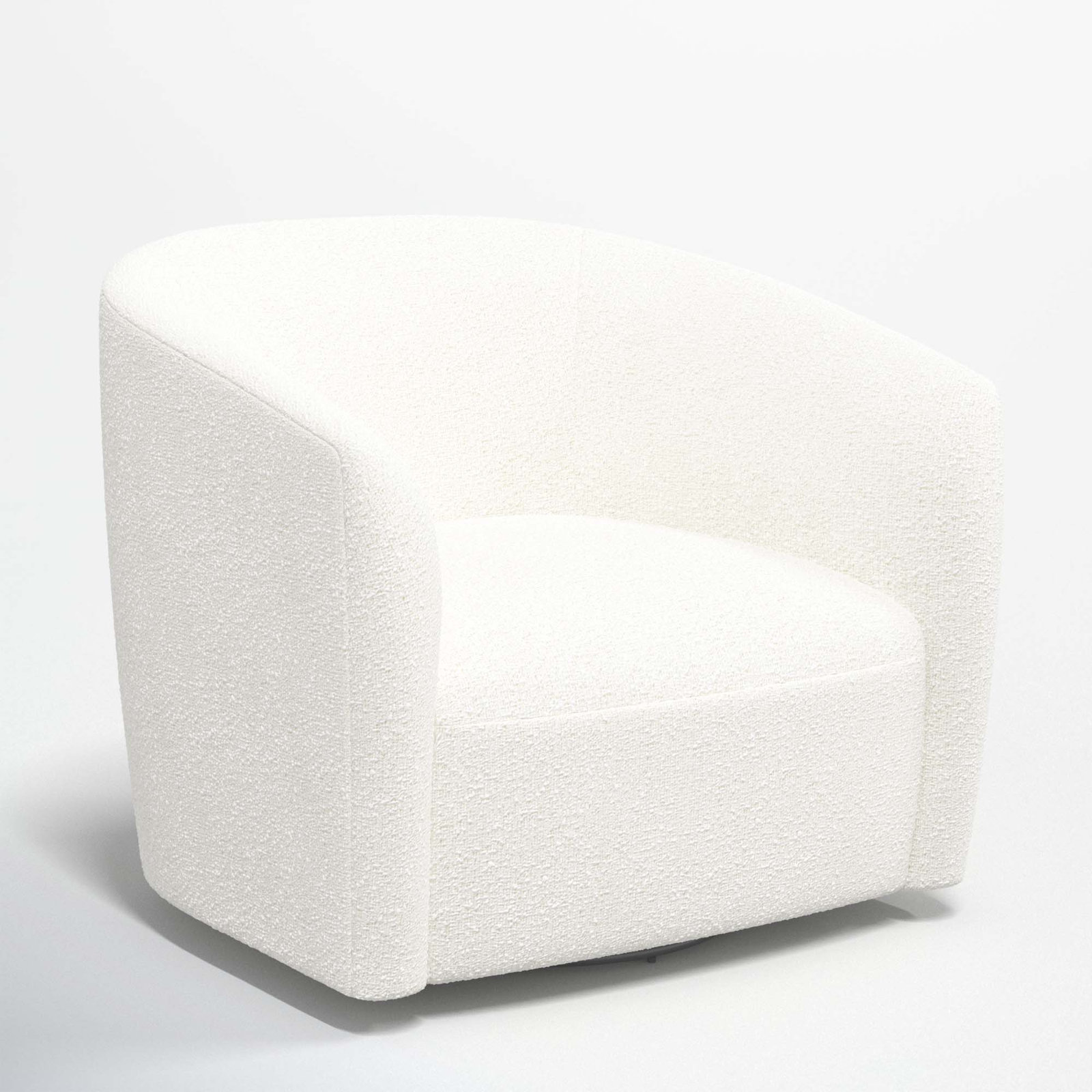 Marita Swivel Barrel Chair, Classic Snow Boucle
