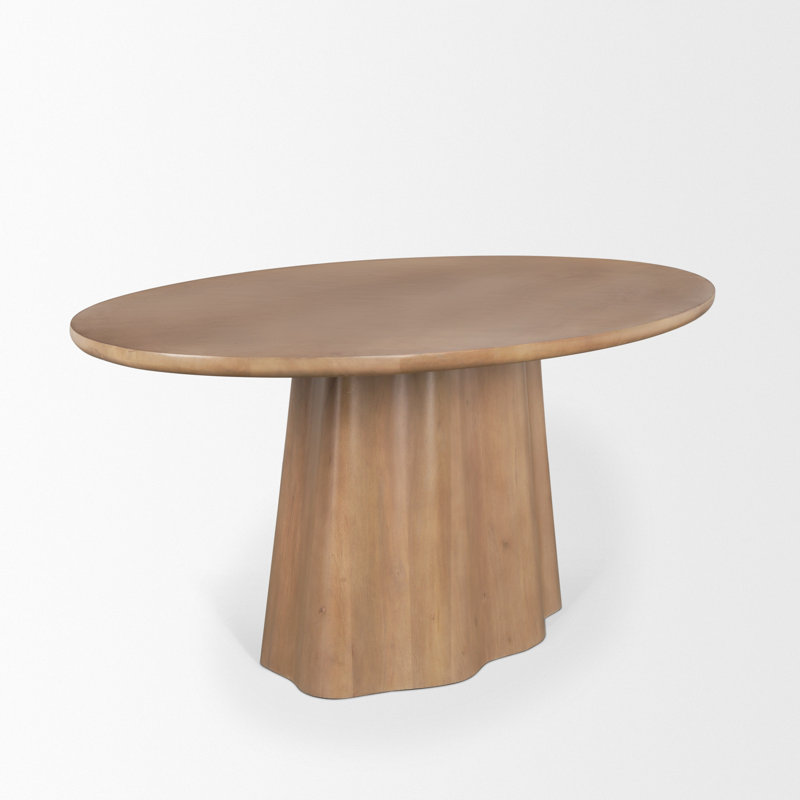 Jovani 94" Solid Dark Brown Mango Wood Oval Dining Table, Light Brown