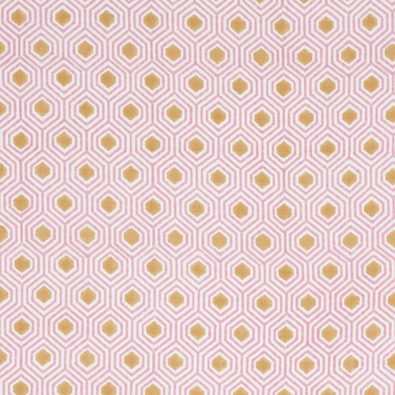 Otis Hand Print Fabric, Pink/Gold