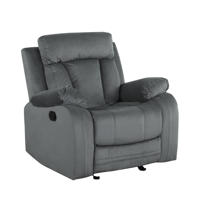 Ullery Upholstered Recliner, Gray Microfiber/Microsuede