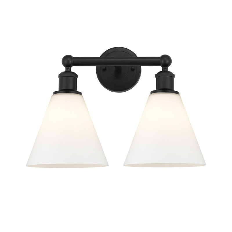 Éclairage de salle de bain à 2 lumières à intensité variable Mallery, Blanc mat, Noir mat