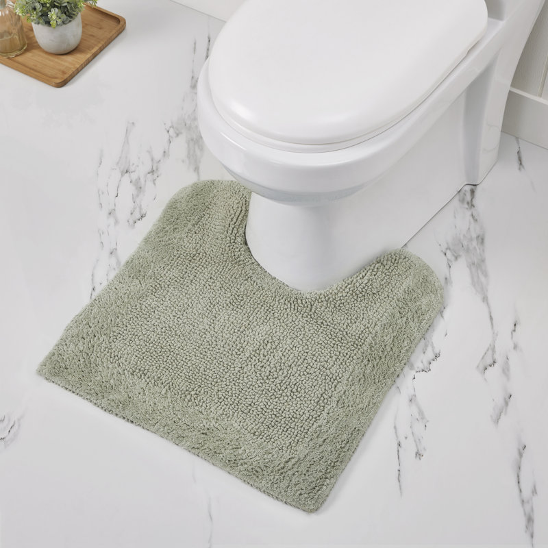 Llarely 100% Cotton Reversible Tufted U-shape Toilet Rug Ultra-Absorbent, Machine Washable 20 x 20 Contour Mat, Dark Sage