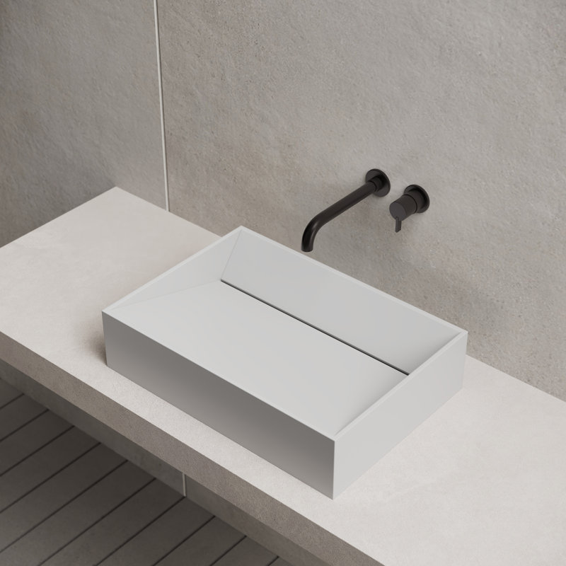 Monblari 18" X 14" Rectangle Solid Surface Matte White Vessel Sink, Matte White, 17.72"L X 13.78"W X 3.94"H