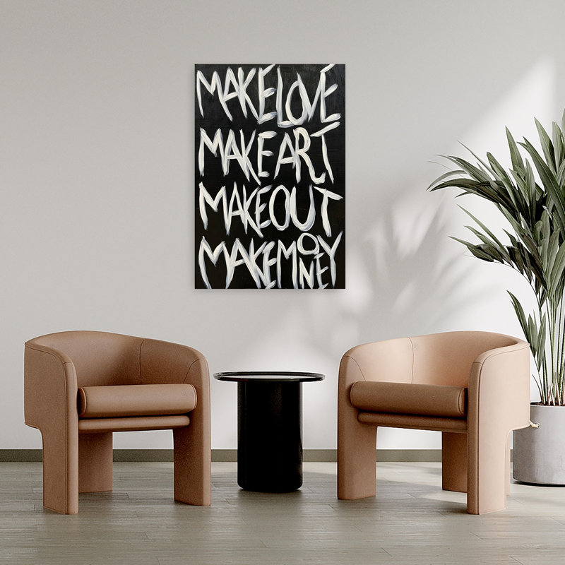 Make Love Art Money Bold Modern Abstract Wall Art Print 1 Piece Wrapped Canvas Wall Art, 91.44cm H x 60.96cm W