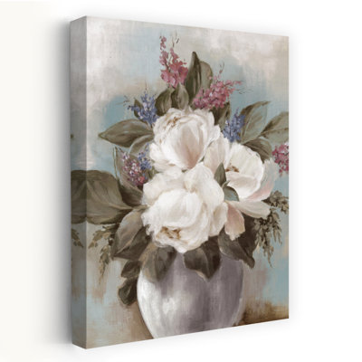 Art contemporain, pivoines délicates et romantiques