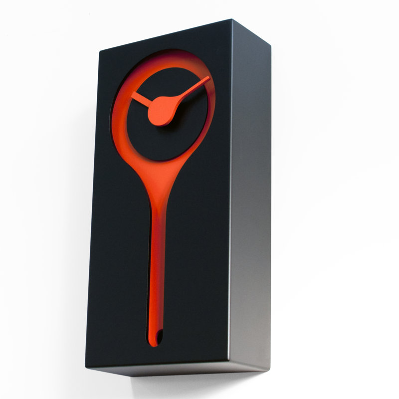 Banach Wood Wall Clock, Black and Orange