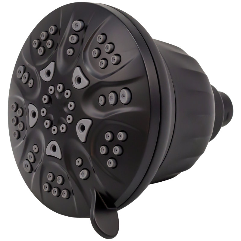 Tête de douche à jet réglable 5 fonctions 5 po avec bras de douche 8 po, Noir mat