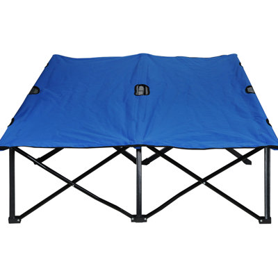 2 Person Camping Cot For Adults - 50" Extra Wide, Portable Sleeping With Bucket, Elevated Outdoor Amusements, Blue Adult Package, Tours, by Canora Grey