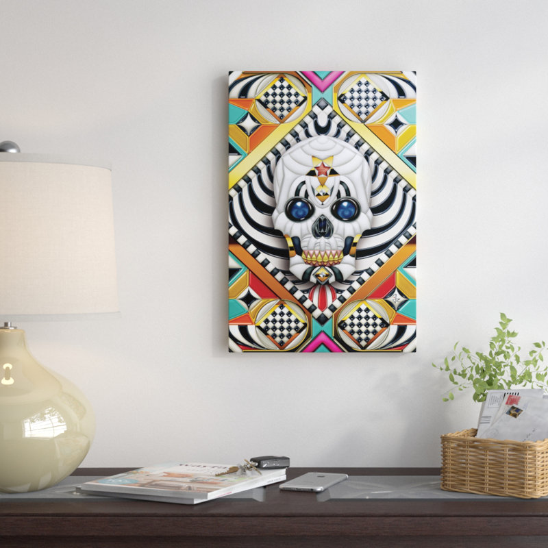 « geometric crâne », impression sur toile tendue, H 18 po x l 12 po x P 1,5 po