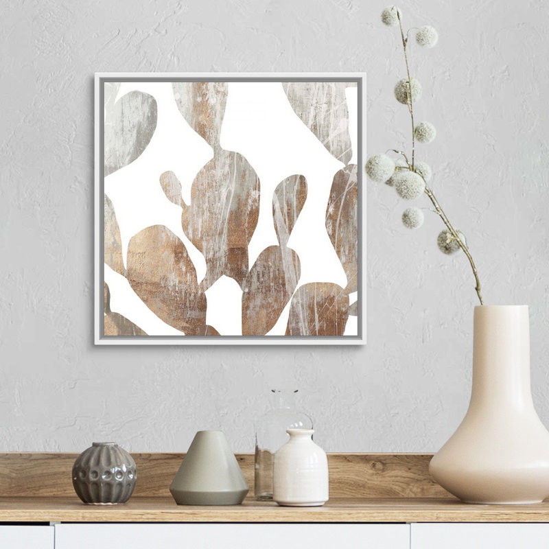 Feuillage en marbre II-impression sur toile, Cadre blanc, H 18 po x l 18 po x P 1,75 po