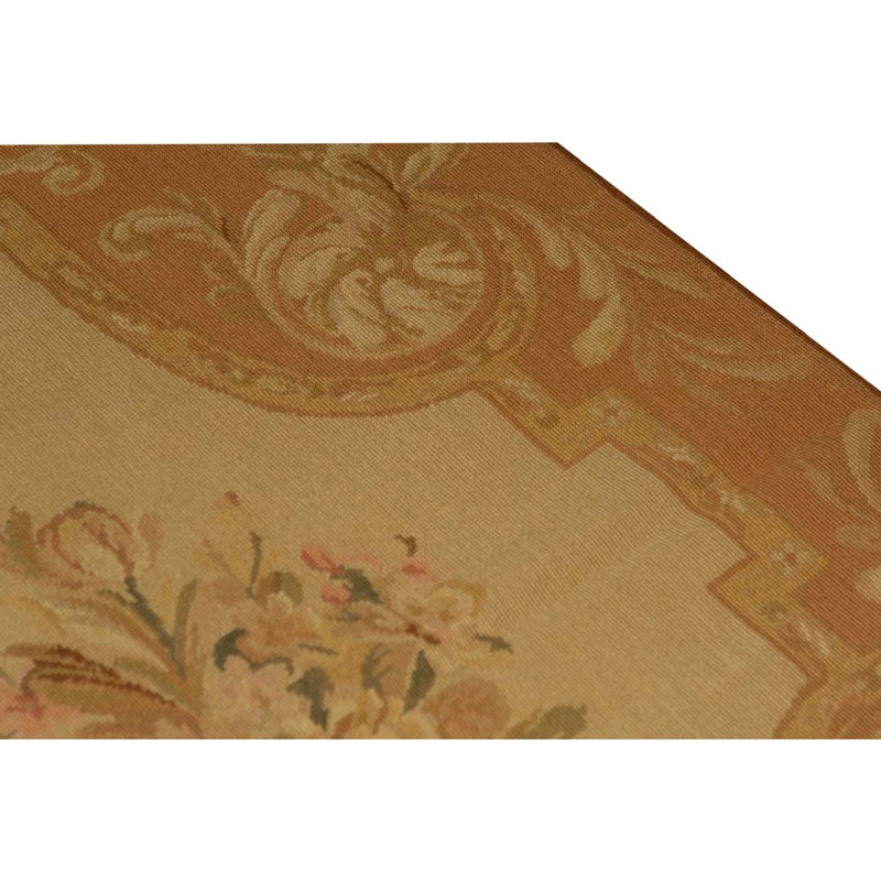Tapis floral beige noué à la main de haute qualité