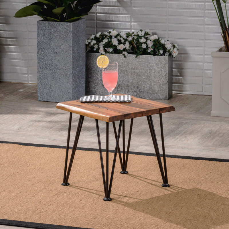 1-Piece Industrial Wood Coffee Table With Accent Table And Metal
