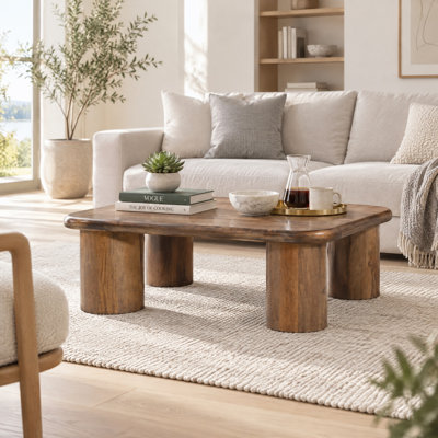 Byrne Global Modern 44" Square Solid Wood Coffee Table