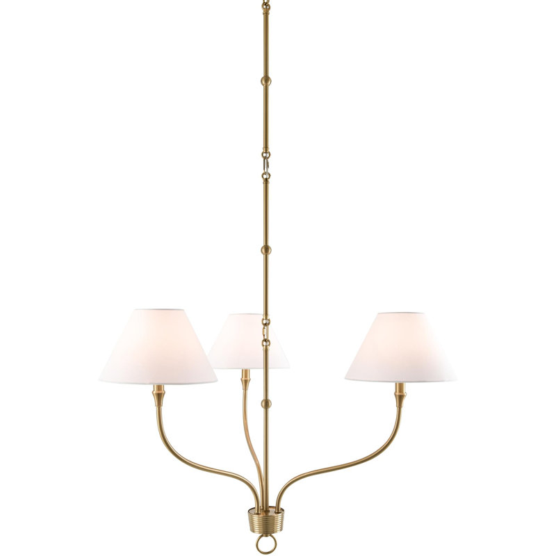 The Johanna Chandelier, Brass, 3 Lights, 22'' H x 32'' W x 32'' D