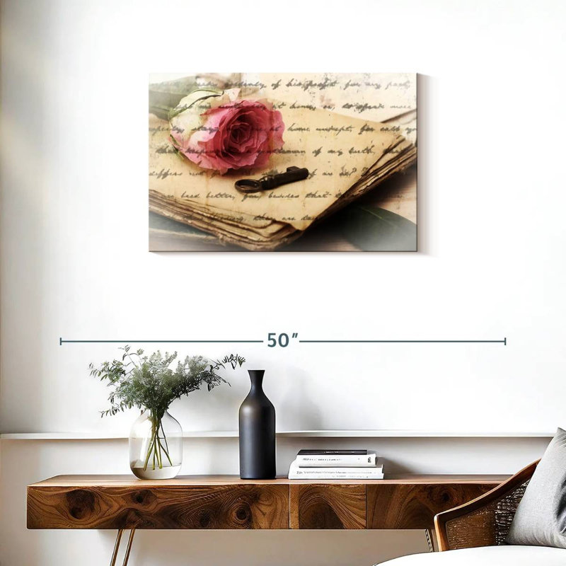Hardie rose sur vieilles lettres, H 20 po x l 30 po