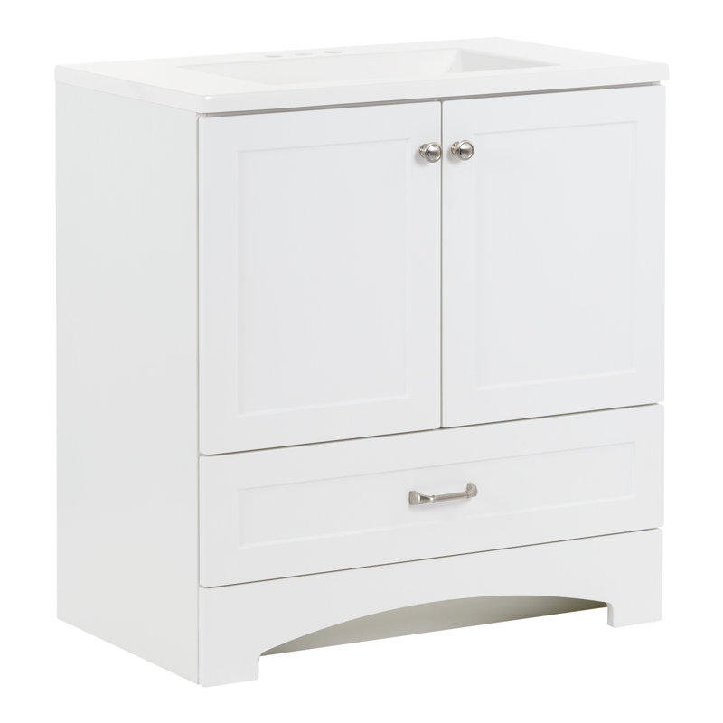Ensemble de meuble-lavabo sur pied simple 30,5 avec plateau Emlyn, Blanc