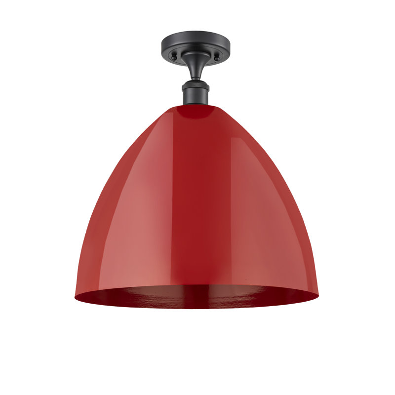Plafonnier semi-encastré Crooksville, Rouge, Noir mat