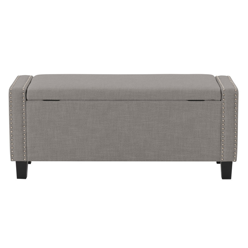 Thane Polyester Upholstered Storage Bench, Light Gray