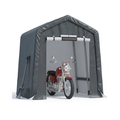 Abri d'auto robuste 6 x 8 pi, abri de moto imperméable résistant aux rayons UV avec conception ventilée, tente de rangement extérieure portable