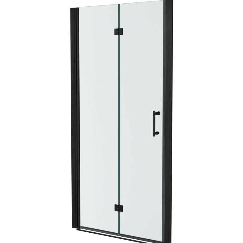 30"W X 72"H Shower Door, Matte Black. 1/4" Tempered Glass. Water-, Space, Adjustable Bathroom Barrier Partition Door Foldable Thick Isolation