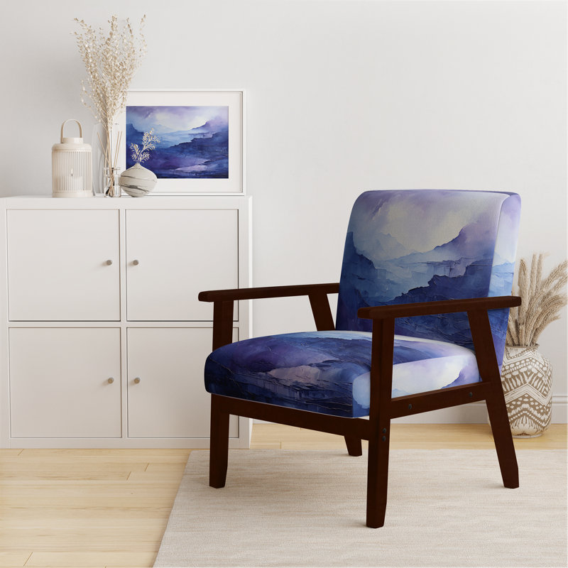 Indigo Dreams I - Fauteuil rembourré moderne, Accoudoirs carrés bruns
