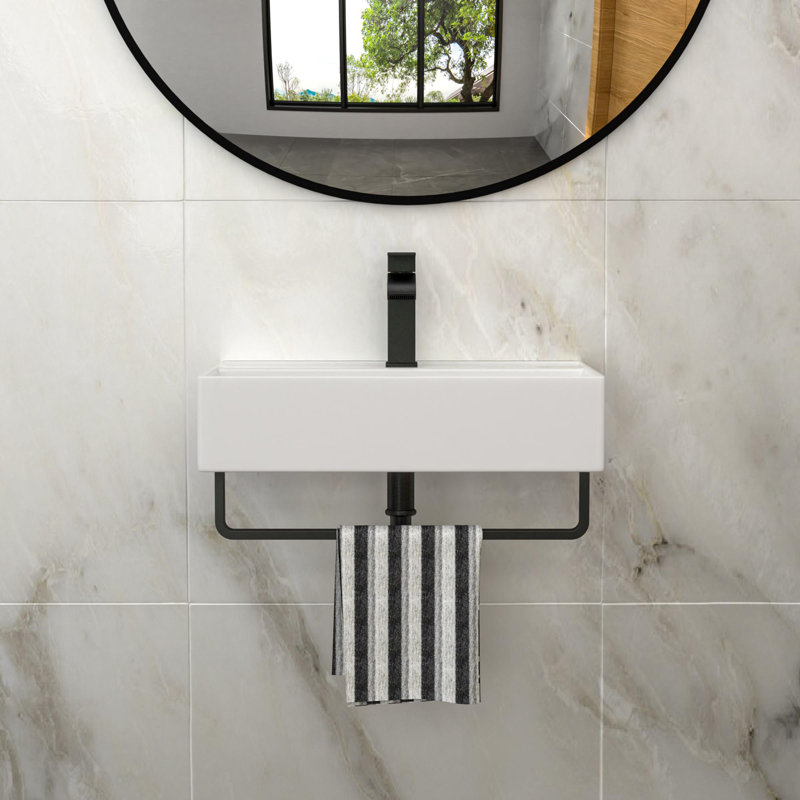 Lavabo de salle de bain mural simple 21 "avec porte-serviettes
