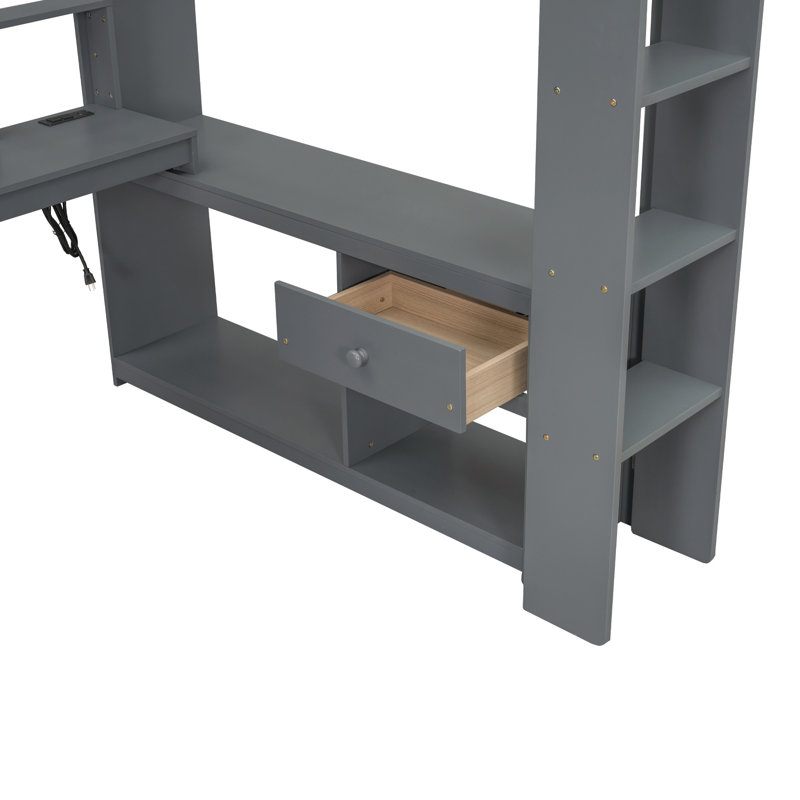 Lit mezzanine en bois avec bureau Wood