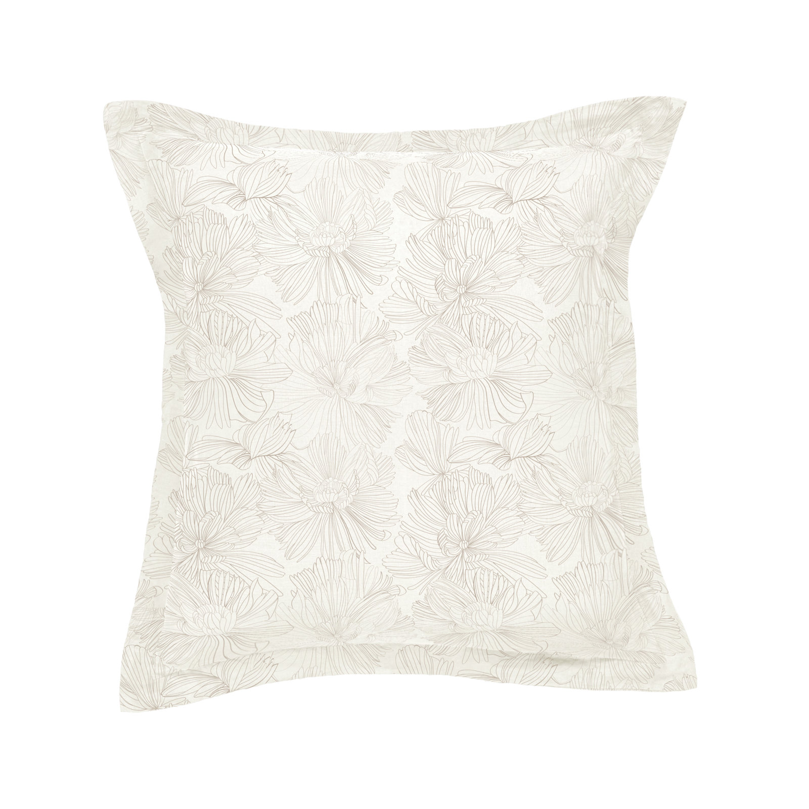 28" x 28" Linen Pillow Cover, Cream & Putty Floral