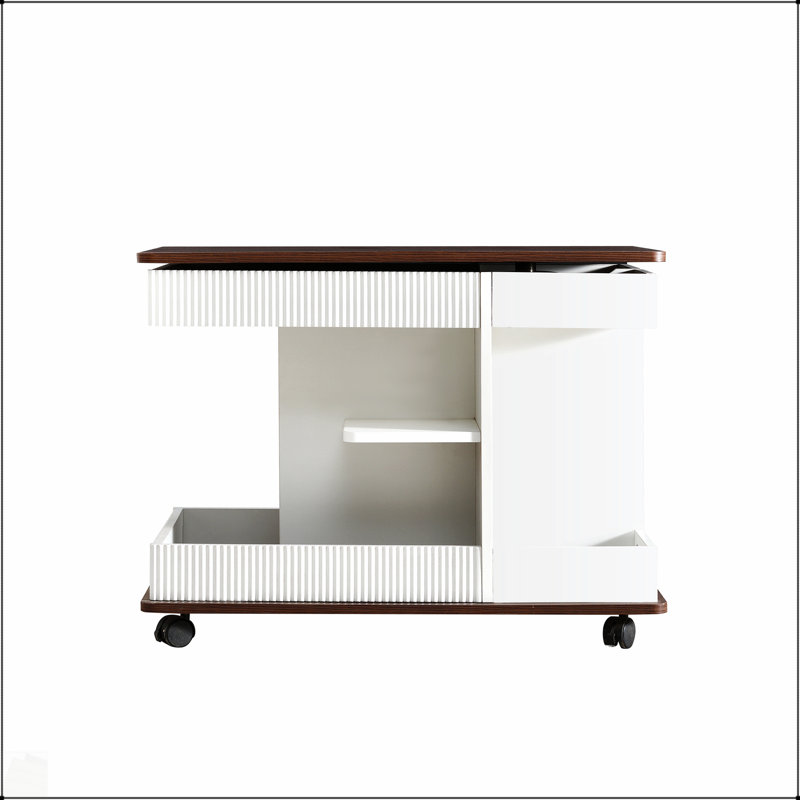Table de bout réglable à roulettes, table d'appoint moderne avec plateau relevable et rangement pour petits espaces, Brun