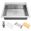  Évier de cuisine à montage sur plan 28 po x l 22 po encastré en acier inoxydable de calibre 16 avec accessoires-128860433