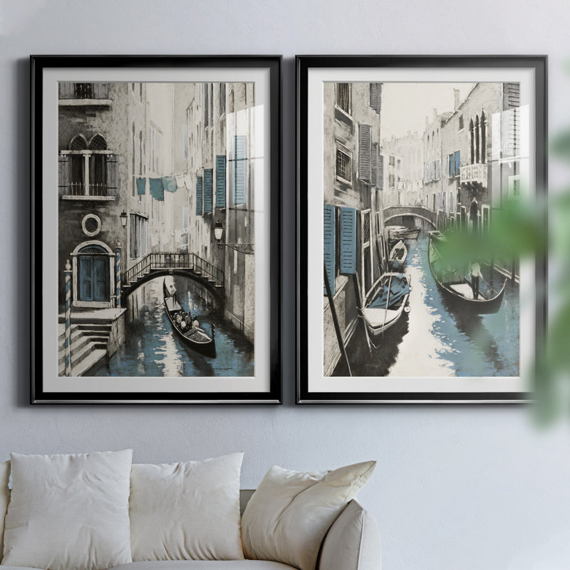 E. Anthony Orme - ensemble de 2 reproductions d'art, H 26,5 po x l 73 po x P 1,5 po, Papier encadré noir, Blanc