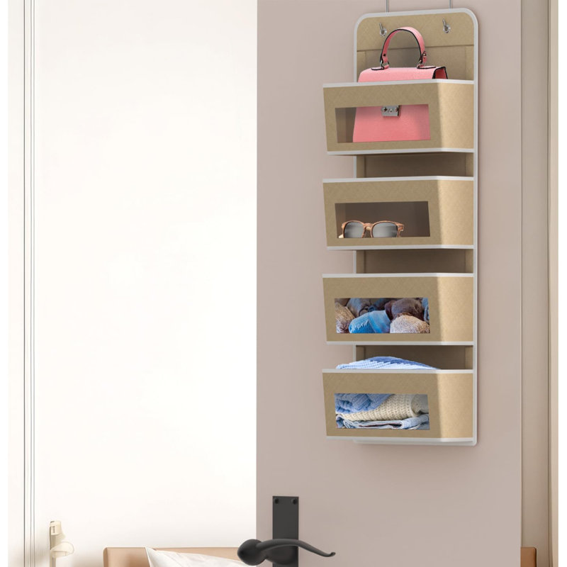 Organisateur de fenêtre transparent au-dessus de la porte / fixation murale, beige, Tanné