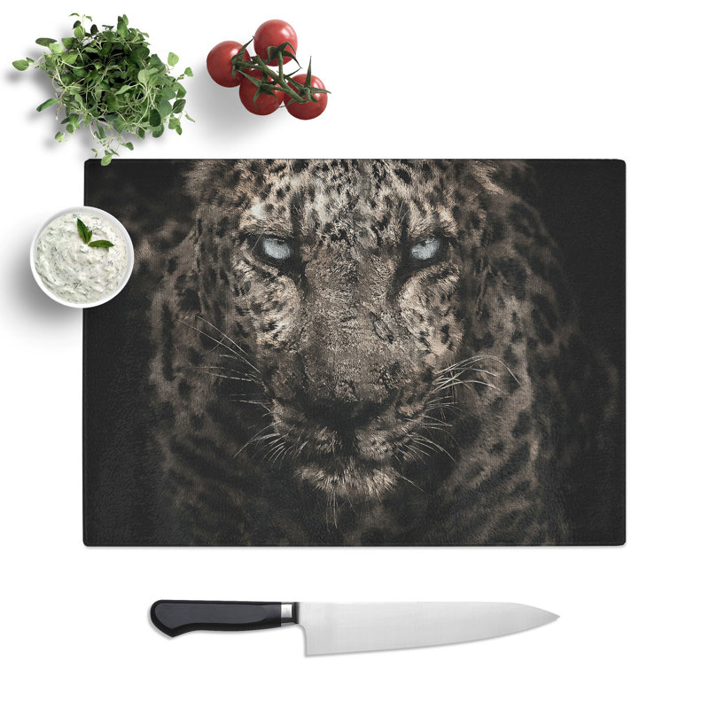 Tempered Glass Leopard in the Dark Chopping Board, 28.5 cm x 39 cm