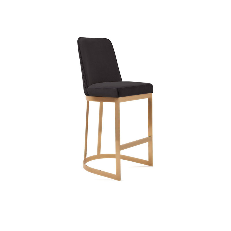 Tabouret de bar, Cadre noir / or, Tabouret de comptoir (siège d'une hauteur de 27 p