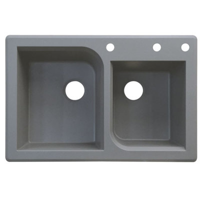 Radius 33.06'' L Double Bowl Granite Kitchen Sink