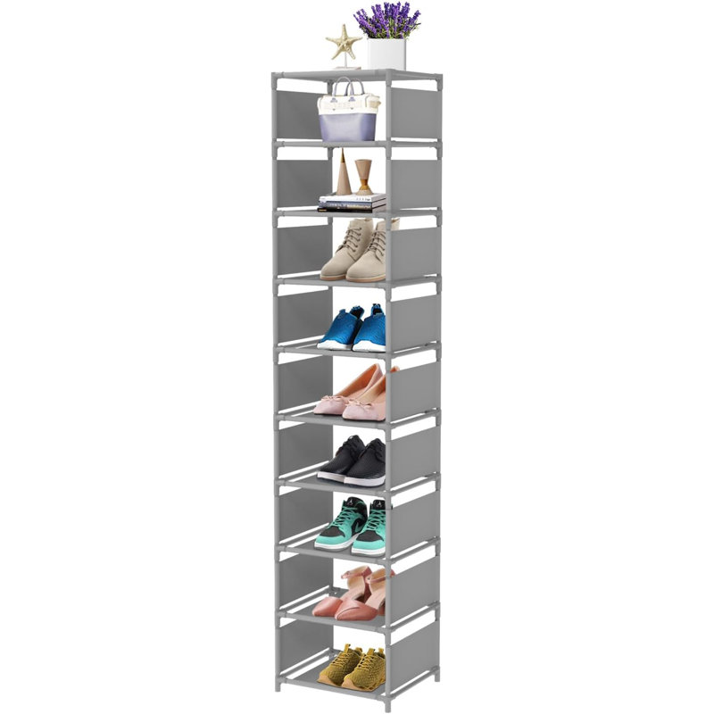 10 Pair Shoe Rack, Gray