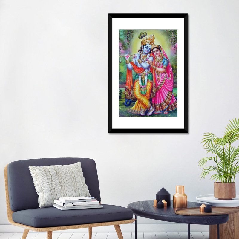 Hindu Canvas Art - Wrapped Canvas Print, 32" H x 24" W x 1" D, Black Framed Fine Art Paper, White