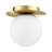 1-light Damp Rated Flush Mounted Brass Wall Sconce With White Glass Shade 