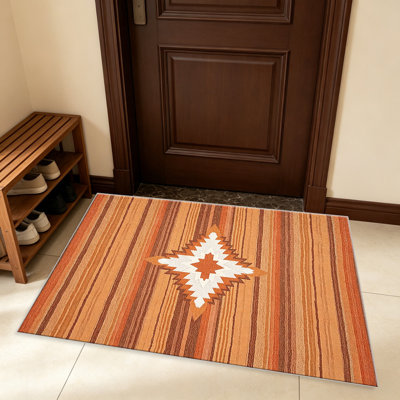 Terracotta Rust Star area rugs for Living Room, Soft and Comfortable, Suitable for all seasons, easy to maintain, machine washable Indoor floor mat, Under Table Farmhouse suitable for Bedroom, Dining Room, Study, Patio, Balcony, Home Decor