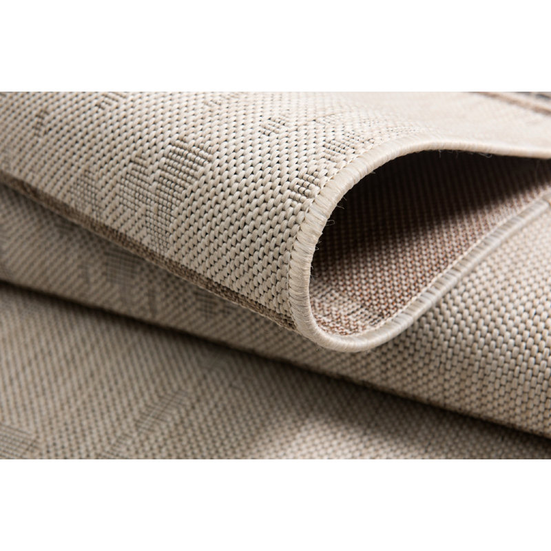 Tapis intérieur / extérieur beige / gris à motif abstrait Tynisa, Tapis de couloir 2 pi 7 po x 20 pi