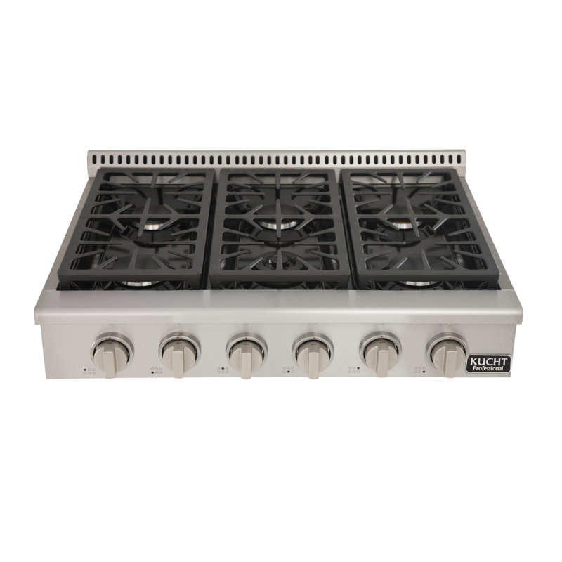 Kucht 36'' W Cooktop, Classic Silver, Natural Gas