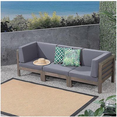 OANA - 3-PIECE SOFA SET, DARK GREY