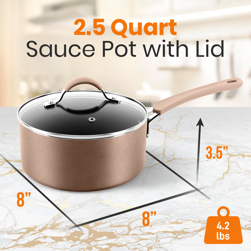 NutriChef 2.5 Quarts Non-Stick Aluminum Stock Pot