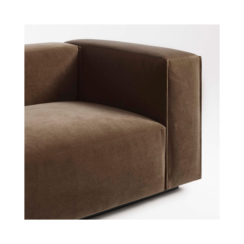 Cleon Chaise Lounge, Right Hand Facing, Coffee Velvet Polyester Blend